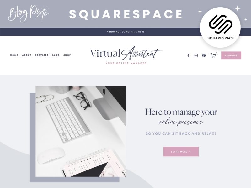 virtual assistant squarespace template