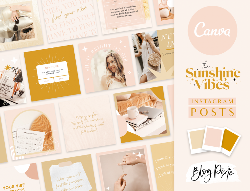 Boho Instagram templates for canva in the Sunshine Vibes branding design by Blog Pixie