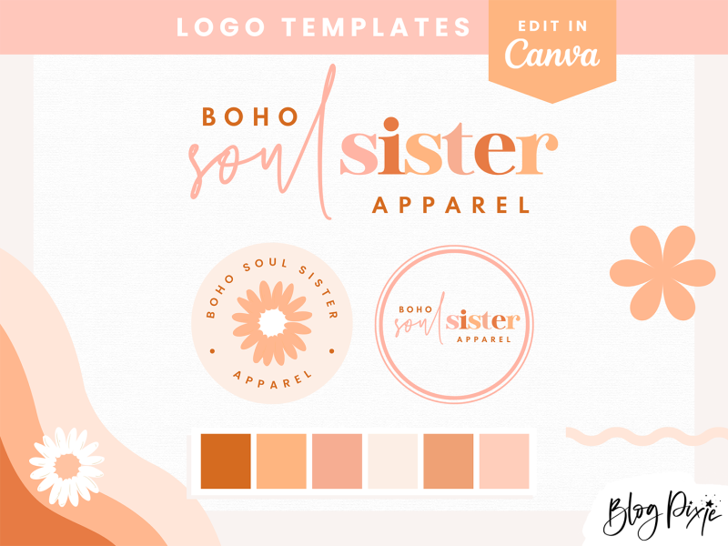 bright retro logo design to edit in canva