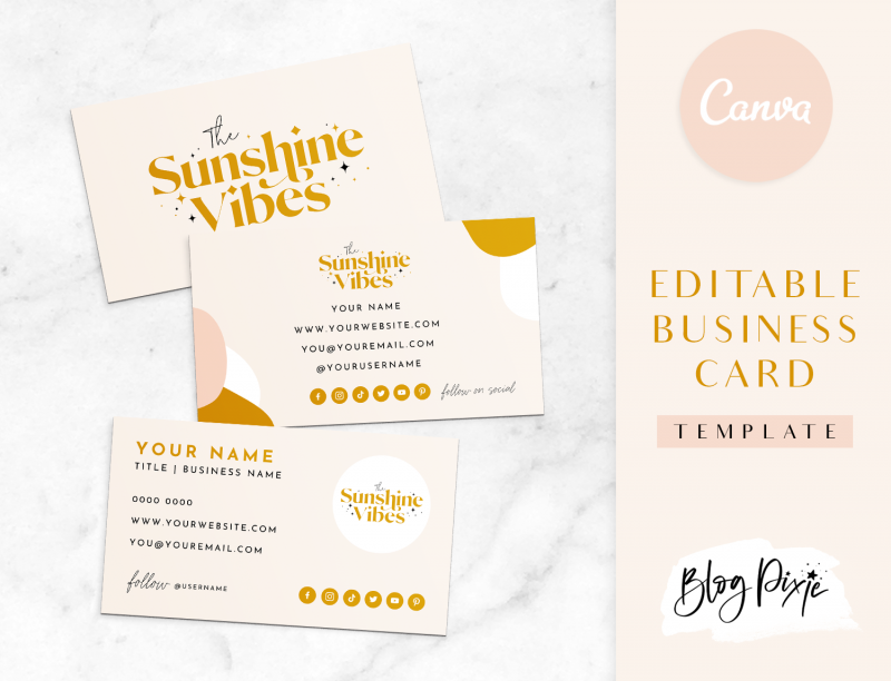 boho business card template edit in canva