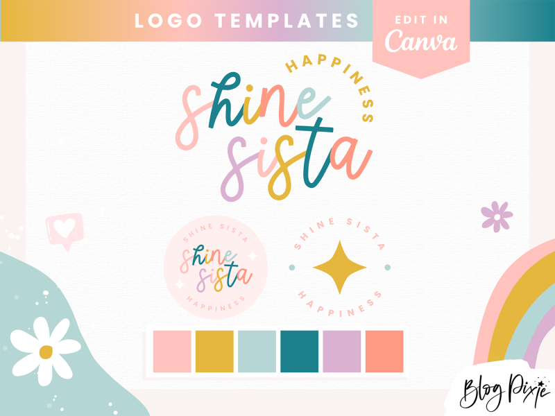 cute pastel rainbow logo design