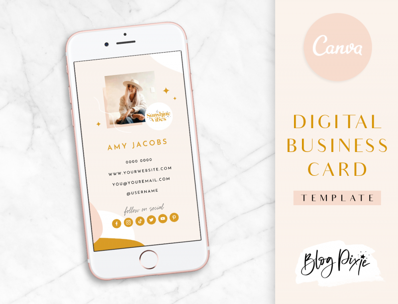 Digital business card template boho