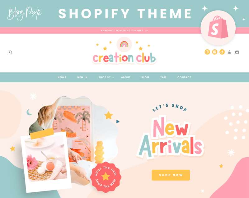 Fun bright Shopify theme for kids, baby or party shop