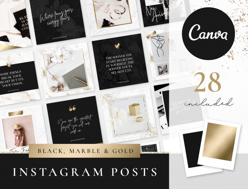 instagram post templates black and gold