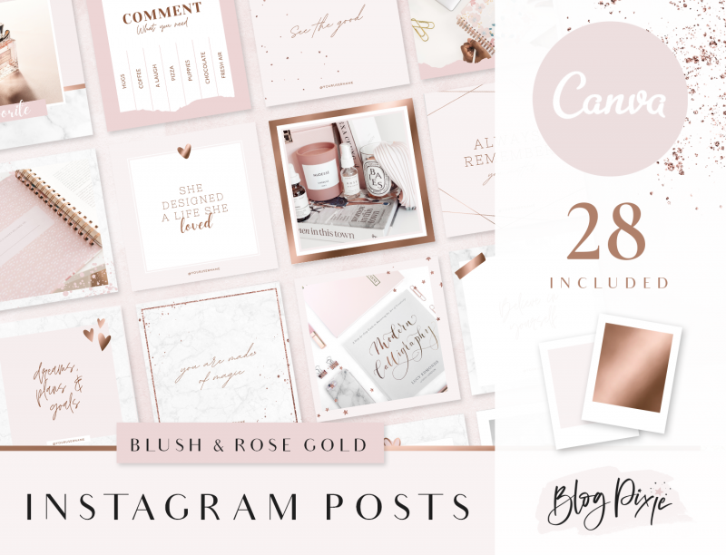 instagram post templates blush pink rose gold