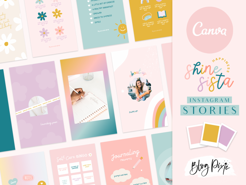 instagram story templates pastel rainbow canva