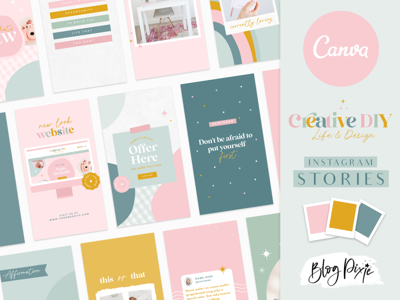 Instagram story templates pastel to edit in Canva