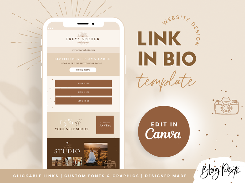 Link in bio website template for photographer