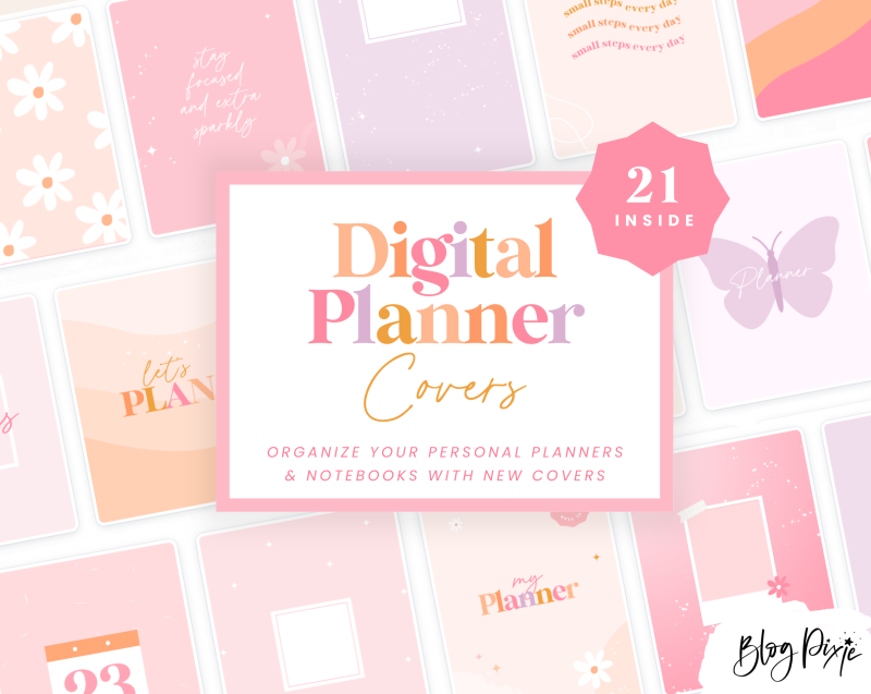 Pretty digital planner and notebook covers for Goodnotes