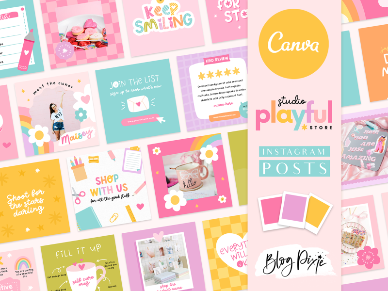 rainbow instagram post templates with positive quotes for instagram to edit in Canva
