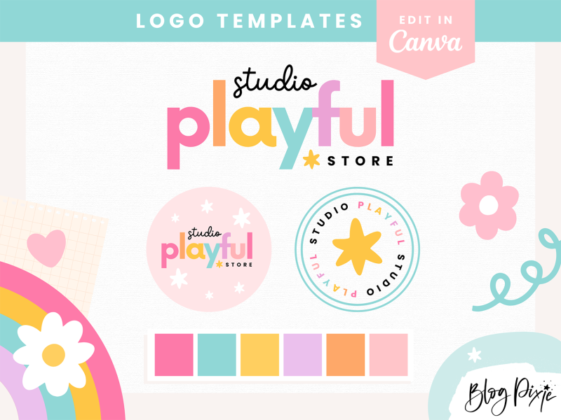 rainbow logo design template to edit in canva