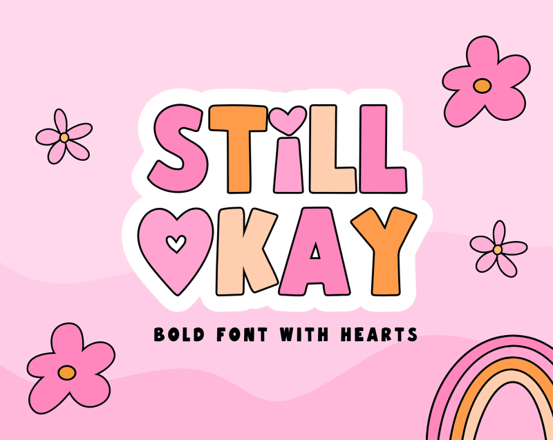 Retro font with hearts for lettering quotes