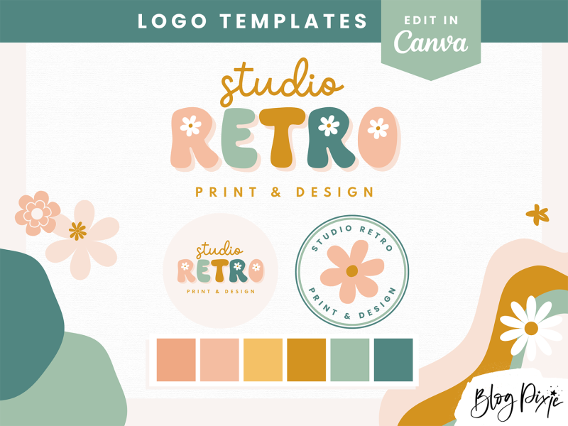 retro logo template editable in canva